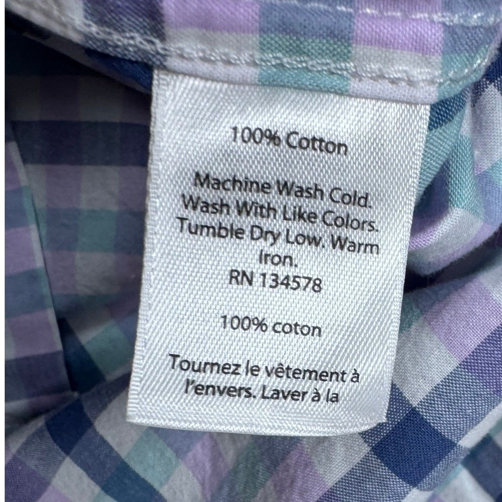 Vineyard Vines Slim Fit Murray Shirt Mens XL Purple Teal Plaid Button Down - Picture 7 of 10